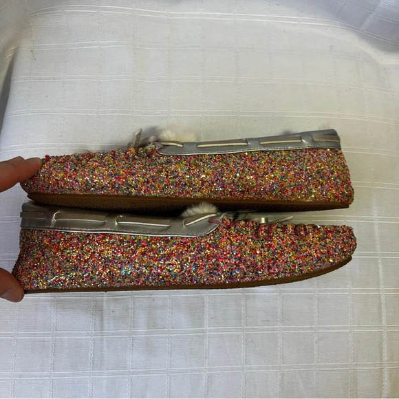 Torrid Moccasin Sparkle Faux Fur Slippers NWOT  Size 7 WW Fairy Barbiecore - Picture 10 of 13